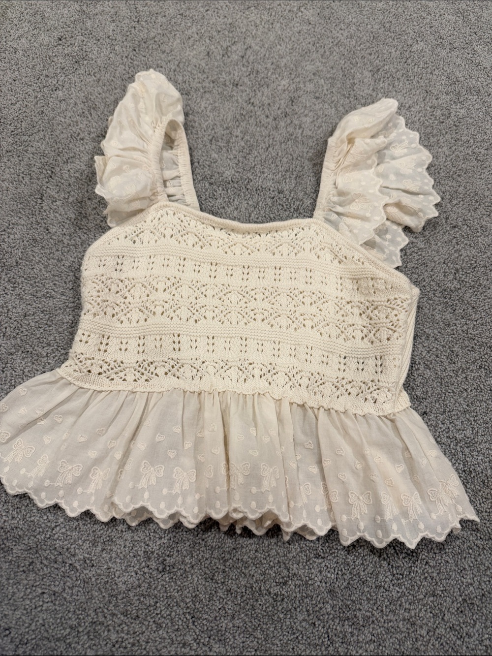 Altar'd State Cream Crochet Lace Peplum Camisole